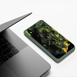 Чехол iPhone XS Max матовый Зеленая абстрактная текстура, цвет: 3D-темно-зеленый — фото 2
