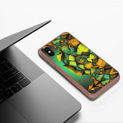 Чехол iPhone XS Max матовый Зеленая объемная абстракция, цвет: 3D-коричневый — фото 2