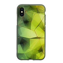 Чехол iPhone XS Max матовый Зеленая текстура объемная, цвет: 3D-темно-зеленый