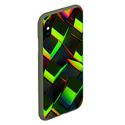 Чехол iPhone XS Max матовый Зеленые неоновые плитки, цвет: 3D-темно-зеленый — фото 2