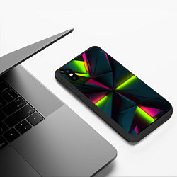 Чехол iPhone XS Max матовый Зеленые неоновые плиты, цвет: 3D-черный — фото 2