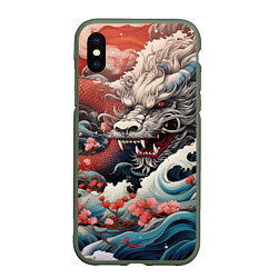 Чехол iPhone XS Max матовый Морской дракон Irezumi, цвет: 3D-темно-зеленый