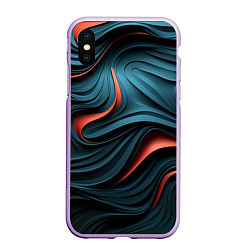 Чехол iPhone XS Max матовый Сине-оранжевая абстрактная волна