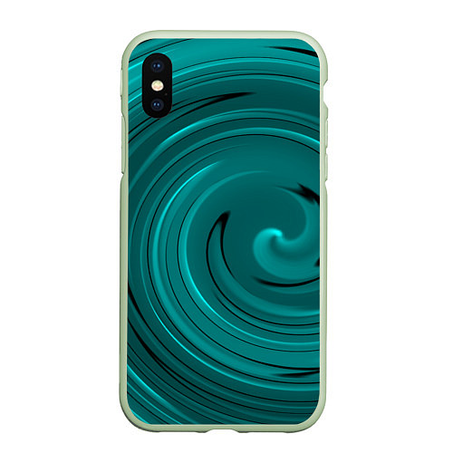 Чехол iPhone XS Max матовый Малахитовый вихрь / 3D-Салатовый – фото 1