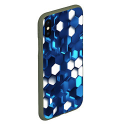 Чехол iPhone XS Max матовый Cyber hexagon Blue, цвет: 3D-темно-зеленый — фото 2