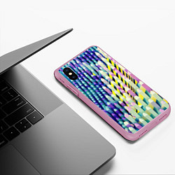 Чехол iPhone XS Max матовый Прямотреугольный блочный паттерн, цвет: 3D-розовый — фото 2