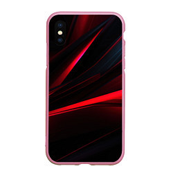 Чехол iPhone XS Max матовый Red lighting black background