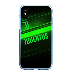 Чехол iPhone XS Max матовый Juventus green line, цвет: 3D-голубой