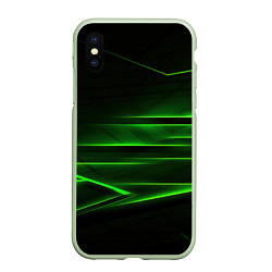 Чехол iPhone XS Max матовый Green lines abstract