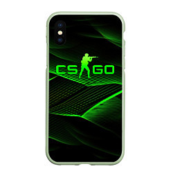 Чехол iPhone XS Max матовый CSGO green abstract lines, цвет: 3D-салатовый