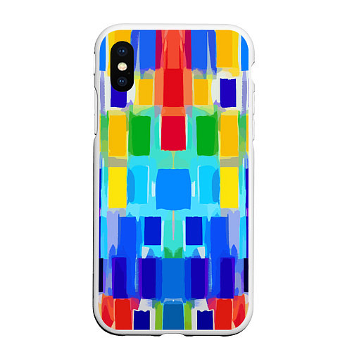 Чехол iPhone XS Max матовый Colorful strips - pop art - vogue / 3D-Белый – фото 1