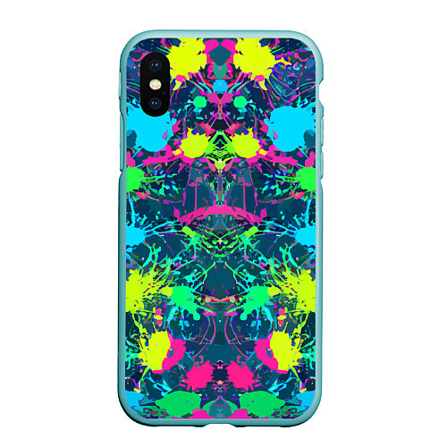 Чехол iPhone XS Max матовый Colorful blots - expressionism - vogue / 3D-Мятный – фото 1