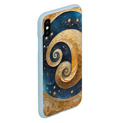 Чехол iPhone XS Max матовый Синий золотой декоративный орнамент, цвет: 3D-голубой — фото 2