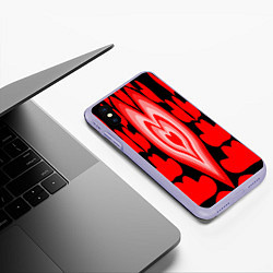 Чехол iPhone XS Max матовый Сердечки с красными узорами, цвет: 3D-светло-сиреневый — фото 2