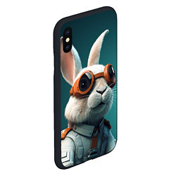 Чехол iPhone XS Max матовый Белый кролик-космонавт, цвет: 3D-черный — фото 2