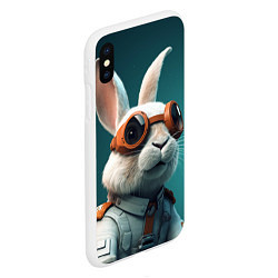 Чехол iPhone XS Max матовый Белый кролик-космонавт, цвет: 3D-белый — фото 2