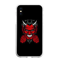 Чехол iPhone XS Max матовый Злой сатана, цвет: 3D-белый