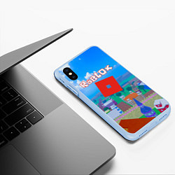 Чехол iPhone XS Max матовый Роблокс город, цвет: 3D-голубой — фото 2