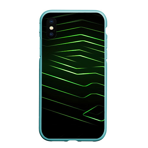 Чехол iPhone XS Max матовый Green abstract dark background / 3D-Мятный – фото 1