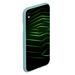 Чехол iPhone XS Max матовый Green abstract dark background, цвет: 3D-мятный — фото 2