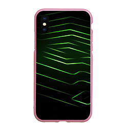 Чехол iPhone XS Max матовый Green abstract dark background