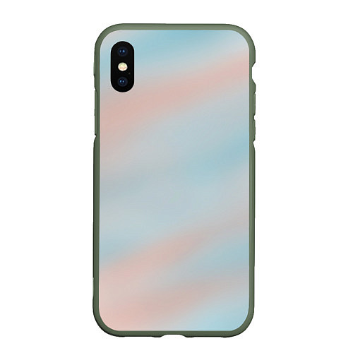 Чехол iPhone XS Max матовый Нежно розовые и голубые размытия / 3D-Темно-зеленый – фото 1