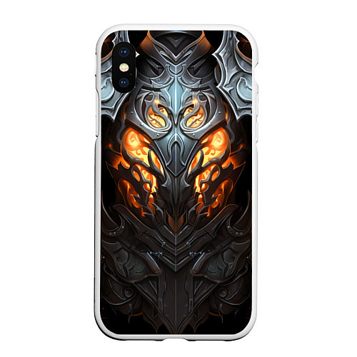 Чехол iPhone XS Max матовый Огненный доспех рыцаря Dark Souls / 3D-Белый – фото 1