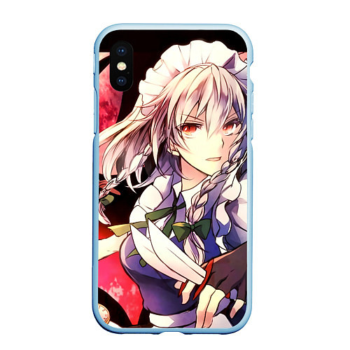 Чехол iPhone XS Max матовый Touhou Project Сакуя Izayoi / 3D-Голубой – фото 1