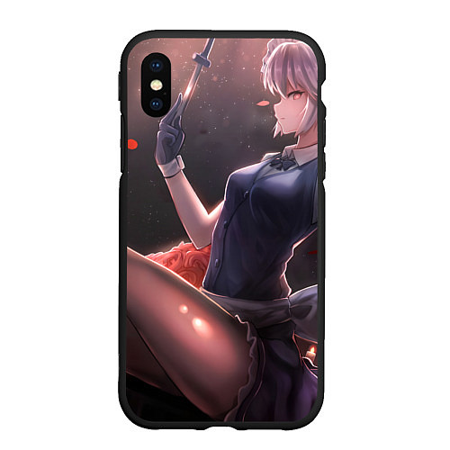 Чехол iPhone XS Max матовый Touhou Project Сакуя Izayoi / 3D-Черный – фото 1