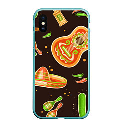 Чехол iPhone XS Max матовый Мексиканское веселье, цвет: 3D-мятный