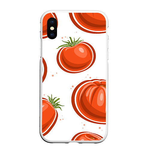 Чехол iPhone XS Max матовый Помидорчики / 3D-Белый – фото 1