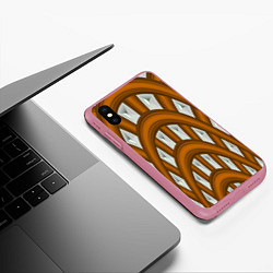 Чехол iPhone XS Max матовый Деревянные своды, цвет: 3D-малиновый — фото 2