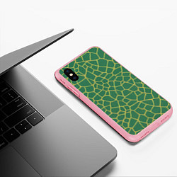 Чехол iPhone XS Max матовый Зелёная текстура - нейросеть, цвет: 3D-баблгам — фото 2