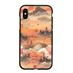 Чехол iPhone XS Max матовый Japen pattern, цвет: 3D-черный