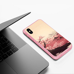 Чехол iPhone XS Max матовый Сакура в горах, цвет: 3D-баблгам — фото 2