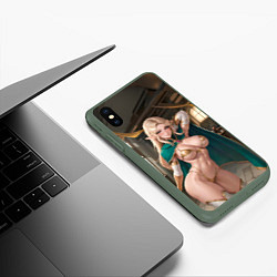 Чехол iPhone XS Max матовый Девушка эльф с аппетитными формами, цвет: 3D-темно-зеленый — фото 2