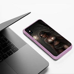 Чехол iPhone XS Max матовый Девушка в белье под луной, цвет: 3D-сиреневый — фото 2