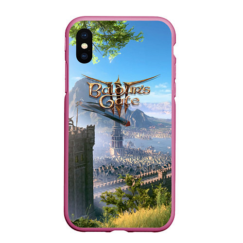 Чехол iPhone XS Max матовый Врата Балдура - Baldurs Gate 3 / 3D-Малиновый – фото 1