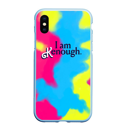 Чехол iPhone XS Max матовый I Am Kenough Tie-Dye / 3D-Голубой – фото 1