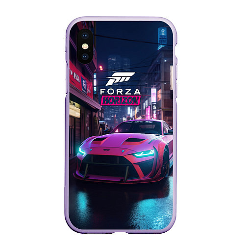 Чехол iPhone XS Max матовый Forza night racing / 3D-Светло-сиреневый – фото 1