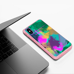 Чехол iPhone XS Max матовый Пятна краски и леопардовая шкура абстракция, цвет: 3D-баблгам — фото 2