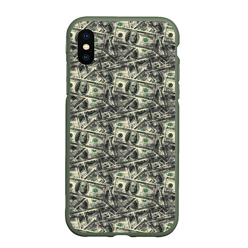 Чехол iPhone XS Max матовый Американские доллары / 3D-Темно-зеленый – фото 1