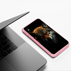 Чехол iPhone XS Max матовый Оскал дикого волка, цвет: 3D-баблгам — фото 2