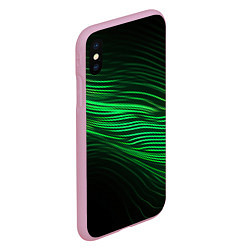 Чехол iPhone XS Max матовый Green neon lines, цвет: 3D-розовый — фото 2