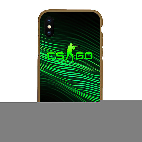 Чехол iPhone XS Max матовый CSGO green lines logo / 3D-Коричневый – фото 1