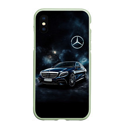 Чехол iPhone XS Max матовый Mercedes Benz galaxy, цвет: 3D-салатовый