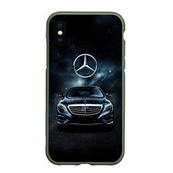 Чехол iPhone XS Max матовый Mercedes Benz black, цвет: 3D-темно-зеленый