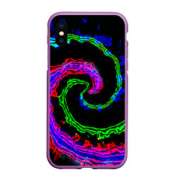 Чехол iPhone XS Max матовый Тай-дай электро, цвет: 3D-фиолетовый