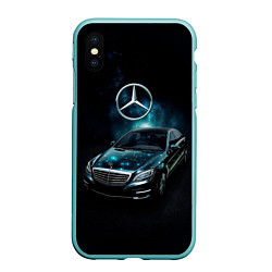 Чехол iPhone XS Max матовый Mercedes Benz dark style, цвет: 3D-мятный