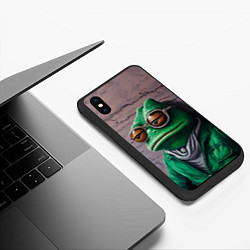 Чехол iPhone XS Max матовый Уставшная лягушка Пепе, цвет: 3D-черный — фото 2